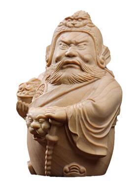小叶黄杨木武财神赵公明摆件