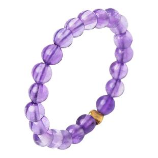 紫水晶戒指女男东海玛瑙玉髓翡翠宝玉石金黄素圈指环对尾戒玉戒指