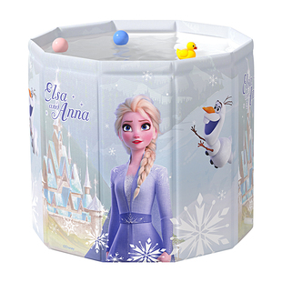 迪士尼泡澡桶儿童家用折叠沐浴桶婴儿宝宝洗澡盆艾莎公主大号浴缸