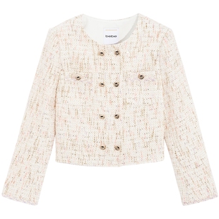 bebe春秋系列女士奥斯汀玫瑰园粉粗花呢夹克花纱外套340321