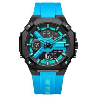 Dickies手表学生潮流多功能硅胶腕表户外运动情侣双显电子表CL722