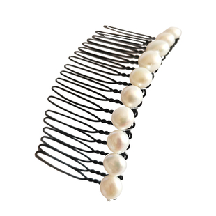 小鱼简约气质简约高亮巴洛克淡水真珍珠发卡20齿倒插梳发夹边夹