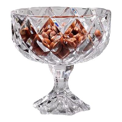 水晶玻璃高脚果盘高端小精致