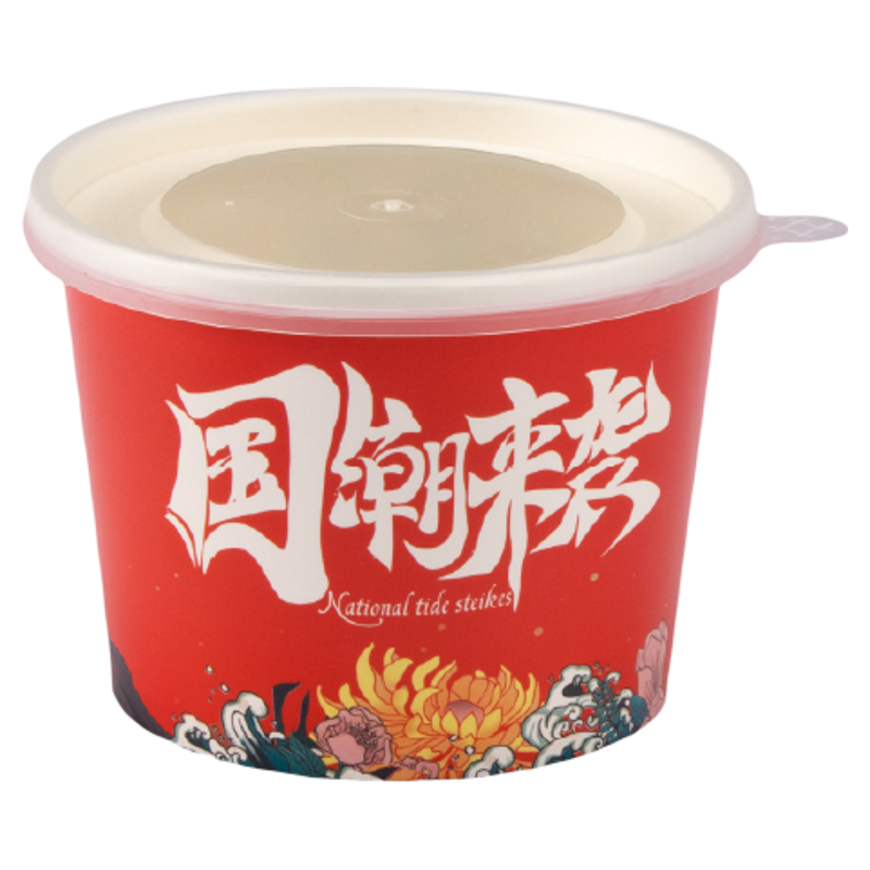 一次性牛皮纸粥碗粥桶带盖打包盒