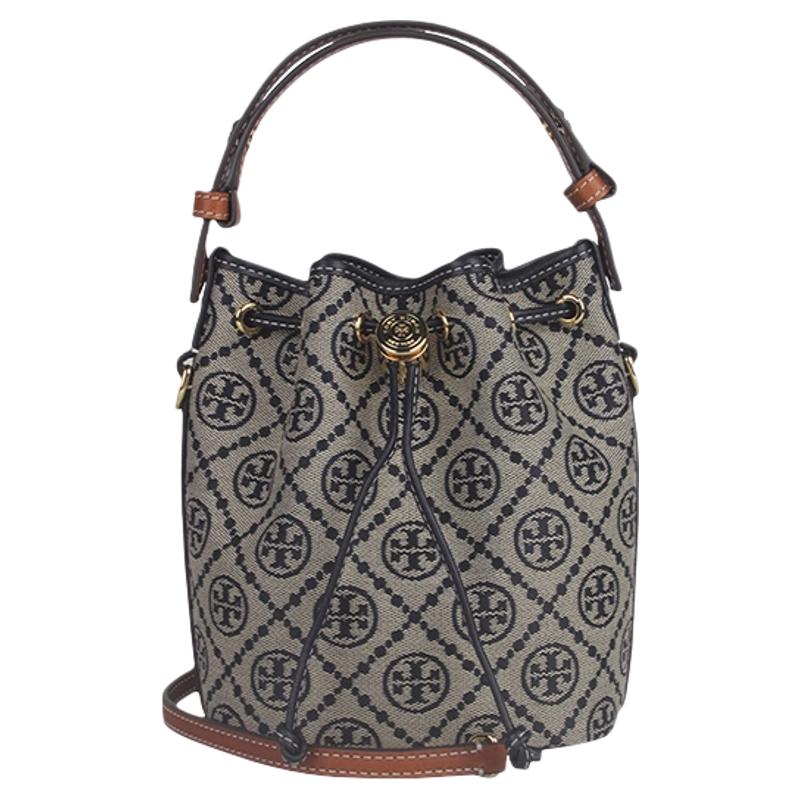 【自营】Tory Burch T MONOGRAM提花女士百搭时尚单肩手提水桶包