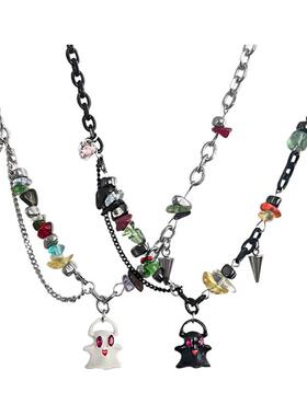 黑白幽灵小怪兽项链锁骨链