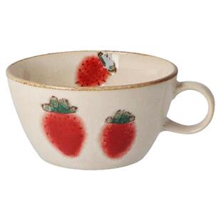 现货新品日本进口美浓烧手工手作釉下彩陶草莓柚马克杯盘汤杯餐具