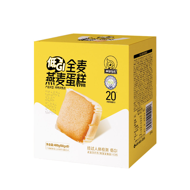 神探伍伍低GI全麦燕麦蛋糕软糕点