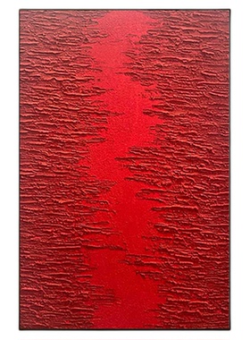 纯手绘油画《满载而归》现代简约红色肌理客厅玄关餐厅抽象装饰画