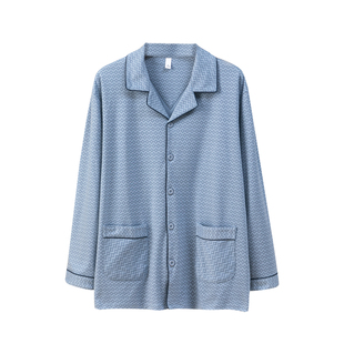 睡衣单件上衣男100%纯棉秋冬中厚款全棉长袖单独春秋季男士居家服