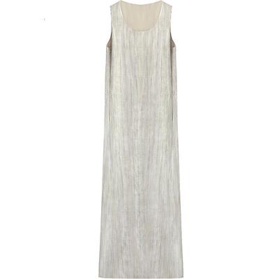 COCOBELLA后开叉暗纹条纹连衣裙