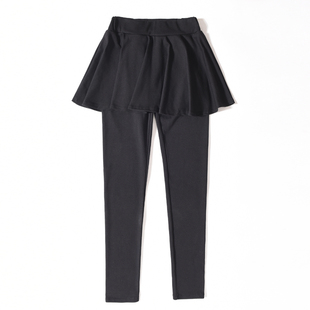 秋冬假两件加绒加厚带裙子一体打底裤女外穿大码高腰显瘦保暖裙裤