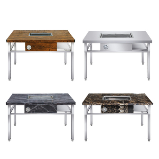 无烟商用烧烤桌自助烤肉家用烧烤架木炭烤羊腿不锈钢户外烤肉桌子