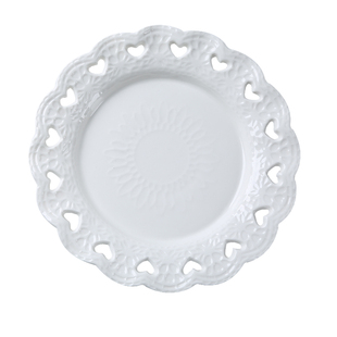 欧式浮雕爱心盘蕾丝早餐甜品点心盘西餐牛排盘子家用陶瓷菜盘餐具