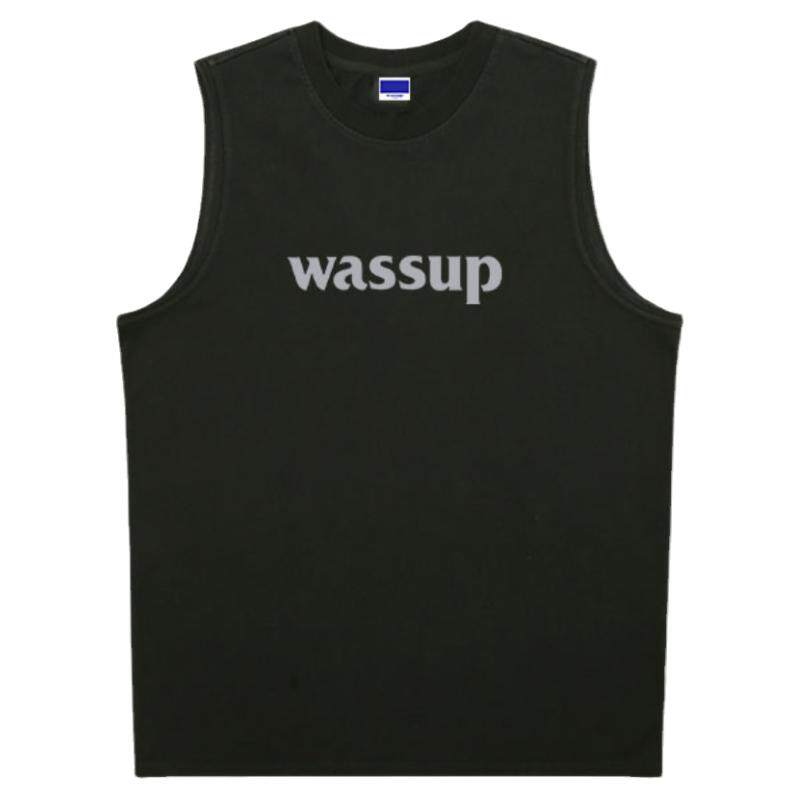 WASSUP潮牌2025新款纯棉字母上衣运动健身篮球无袖背心男女款夏季