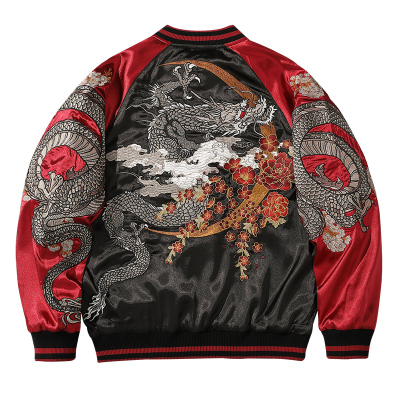 龙刺绣横须贺外套夹克男棒球服