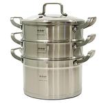 厨森林特厚高端三层蒸锅304不锈钢汤锅双层蒸笼蒸屉多层蒸格家用