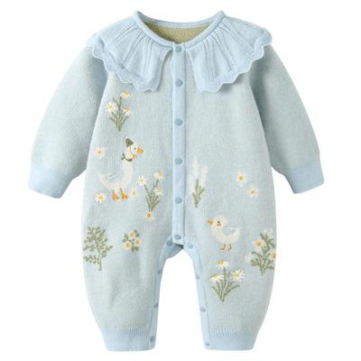 modomoma公主女宝保暖针织爬服