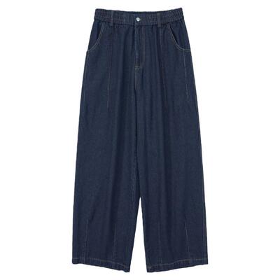 纯色百搭宽松牛仔裤阔腿裤男休闲