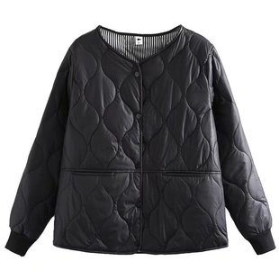 翠袖大码女装洋气轻薄小棉袄胖mm羽绒棉服女2025新款棉衣夹棉外套