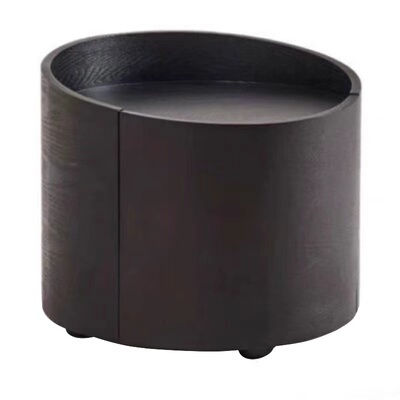 Million feel意式极简烟熏实木圆形床头柜设计师款ins轻奢床边柜