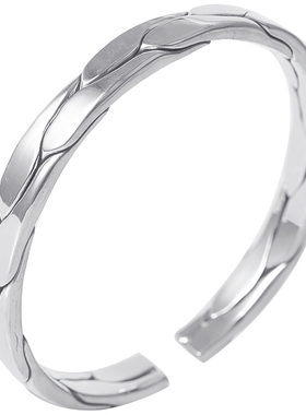 s999麻花复古做旧风大码纯银手镯