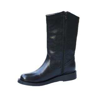 2025秋冬新款文艺真牛皮 平底舒适中筒帅气马靴女 有单靴和棉靴