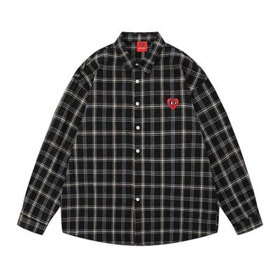 查尔斯桃心拼色格子长袖衬衫男