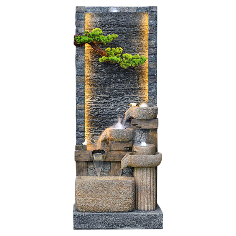 水幕墻屏風(fēng)流水?dāng)[件循環(huán)水中式會所布景招財風(fēng)水輪開業(yè)禮品