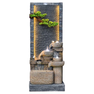 水幕墙屏风流水摆件循环水中式会所布景招财风水轮开业礼品