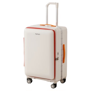 时尚撞色侧开盖扩容行李箱女2026新款20寸登机箱铝框拉杆箱密码箱