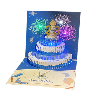 生日贺卡礼物3d立体蛋糕可折叠送恋人男女朋友精致礼物少女心diy高级感祝福礼品支持代写文字录音小卡片