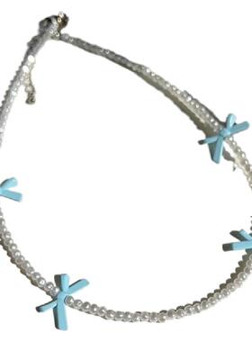 福利款韩国进口东大门蝴蝶结项链甜美高级感轻奢配饰项链锁骨链女