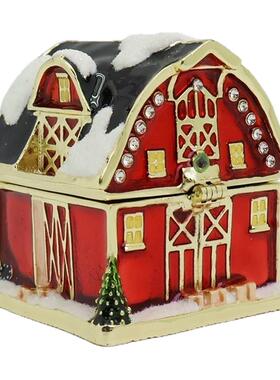 圣诞系列出口日韩珐琅彩合金工艺品圣诞夜光雪屋创意装饰家居摆件
