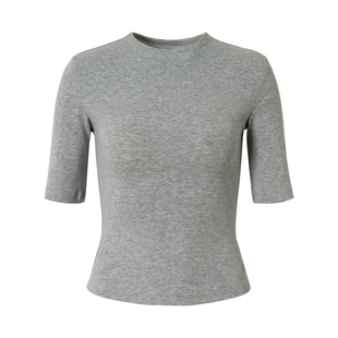 RPB BRAND韩系简约高级圆领修身百搭显瘦正肩五分袖短款上衣T恤