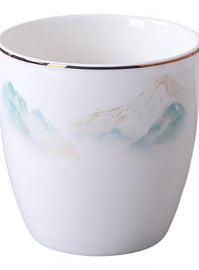 陶瓷金边印花茶杯150ml可刻字
