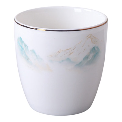 陶瓷金边印花茶杯150ml可刻字