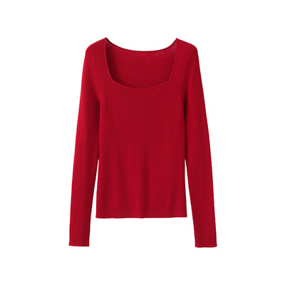 POPCHRIO羊毛无缝一体长袖针织衫