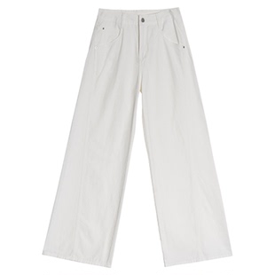 白色加绒加厚阔腿牛仔裤女2025新款冬季高腰显瘦垂感直筒休闲裤子