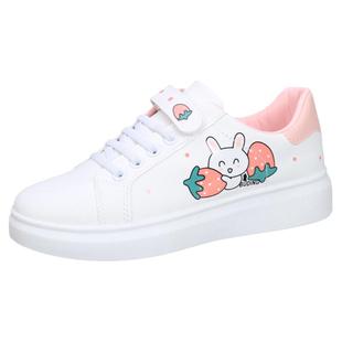 女童小白鞋单鞋百搭休闲学生运动板鞋春秋季新款女孩软底皮面透气
