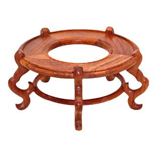 实木中空底座托架花盆景水晶球葫芦摆件圆形木托木质鱼缸架花梨木