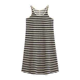 带胸垫一体睡裙女士睡衣夏季纯棉吊带背心长款夏款条纹休闲可外穿