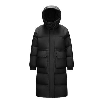 森马可拆卸连帽肌理长款羽绒服女