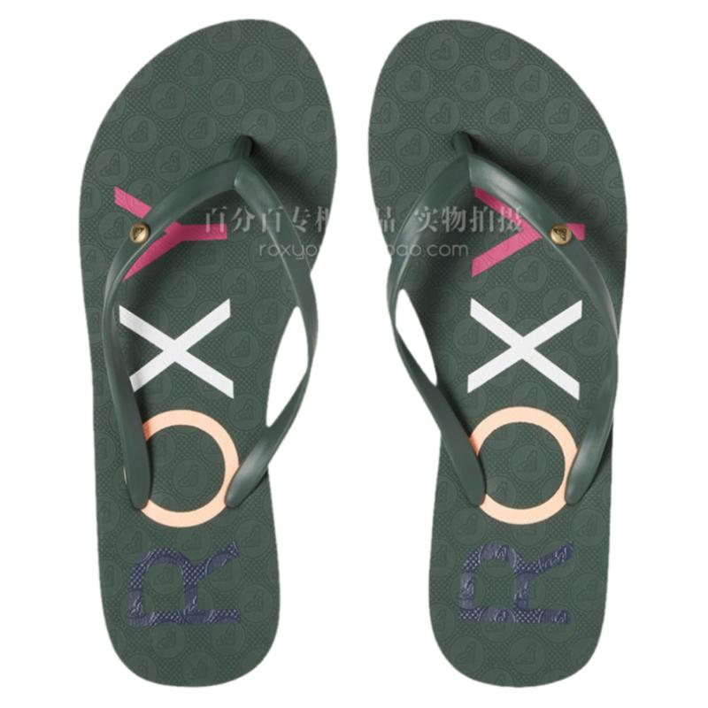 现货ROXY2026夏季新款绿色凉拖鞋