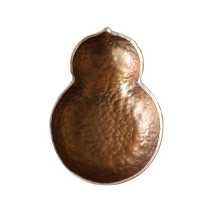 纯银时代包银边葫芦紫铜茶托复古杯垫中式手工锤纹隔热小杯托配件