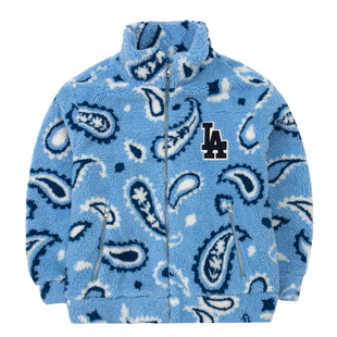 MLB腰果花外套男女装2025秋新款仿羊羔绒夹克宽松运动上衣