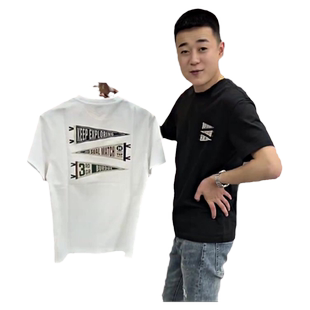 夏季男士t恤精神小伙纯棉潮流圆领上衣潮男网红几何印花短袖体恤