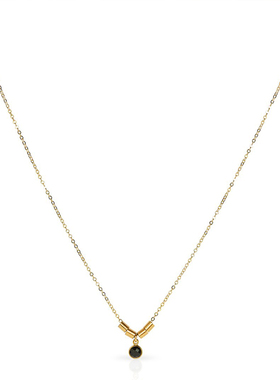 简单美国14K包金锁骨项链