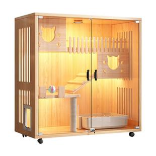 猫别墅实木猫笼子超大自由空间猫屋家用室内豪华猫窝猫柜全景猫舍