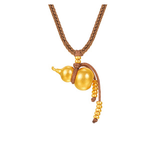 明牌珠宝古法黄金福禄纳财吊坠 足金葫芦算盘珠挂坠女项坠AFC0846